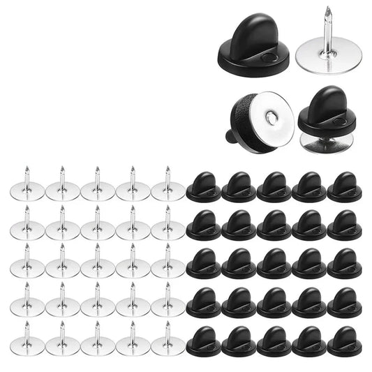 50pcs Black PVC Rubber Pin Backs/Butterfly Clutch