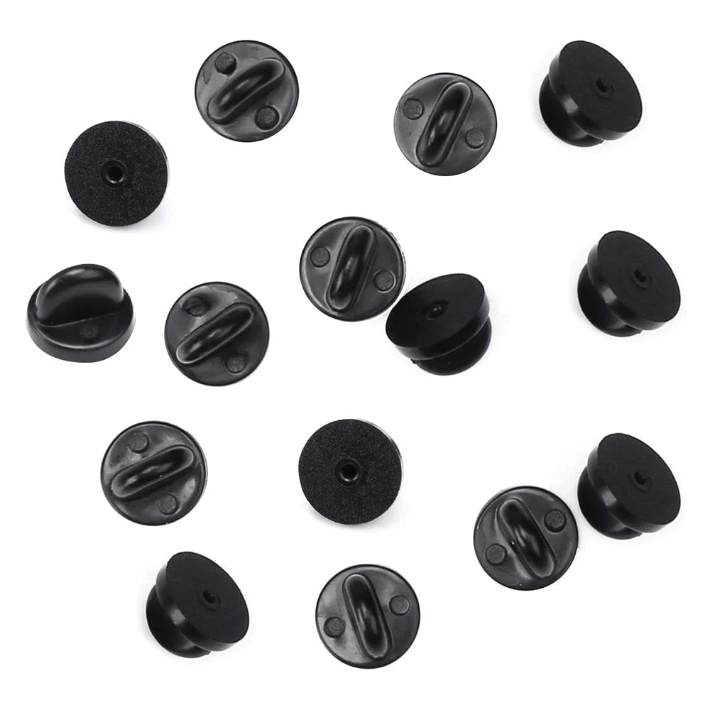 50pcs Black PVC Rubber Pin Backs/Butterfly Clutch