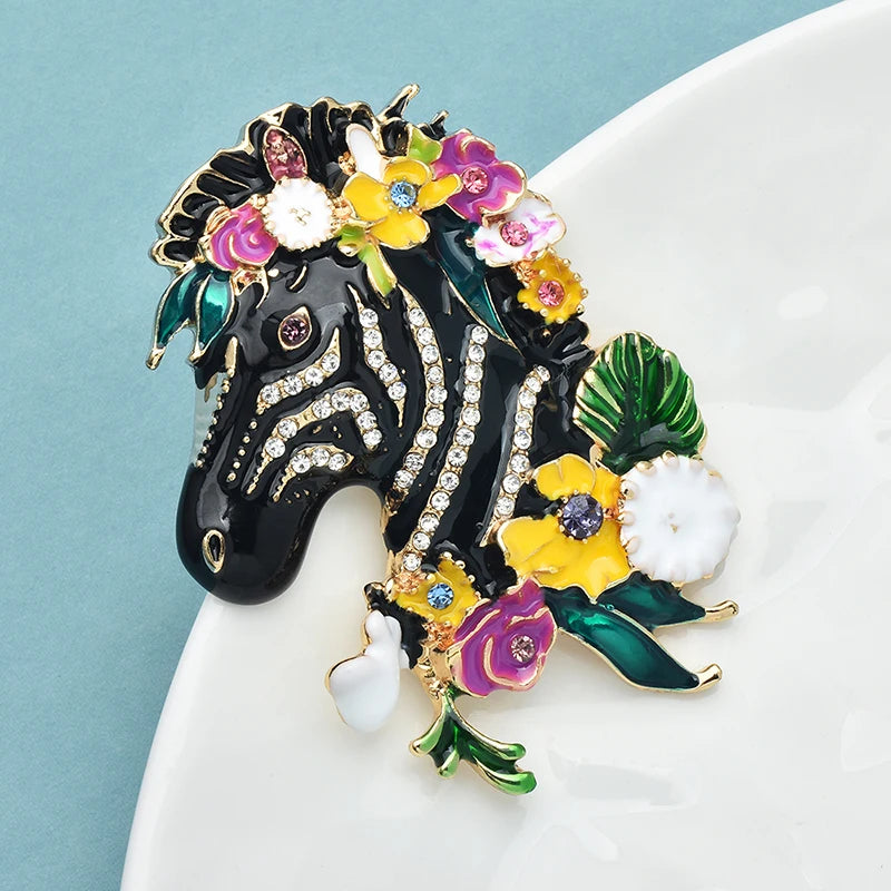 Flower Zebra Brooch