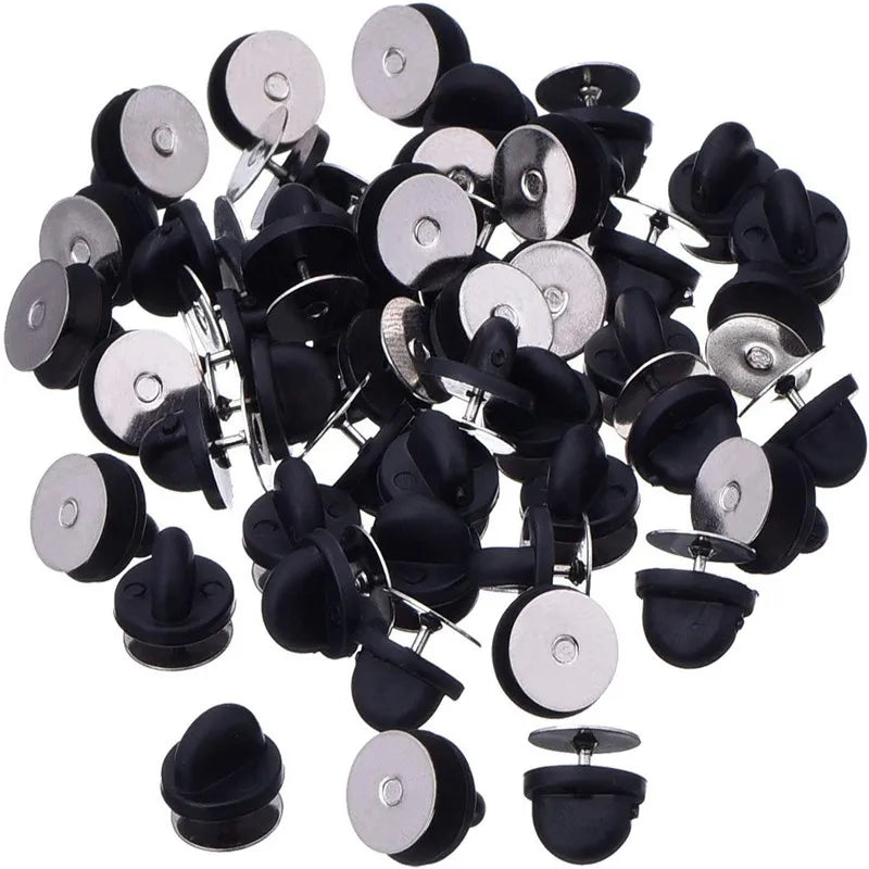 50pcs Black PVC Rubber Pin Backs/Butterfly Clutch